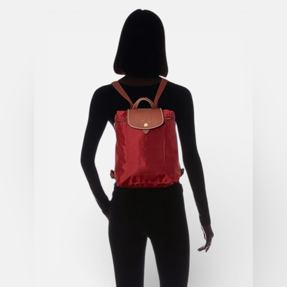 Longchamp Red Le Pliage Nylon Canvas Original Backpack - Picture 8 of 9